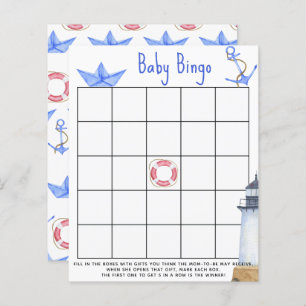 Watercolor marine - Baby shower bingo game