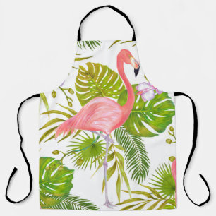 Watercolor marker illustration of pink flamingo bi apron