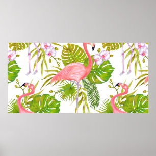 Watercolor marker illustration of pink flamingo bi poster