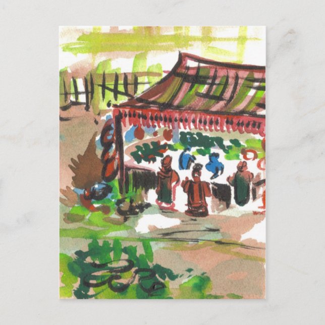 Watercolor Marketplace Postcard (Front)