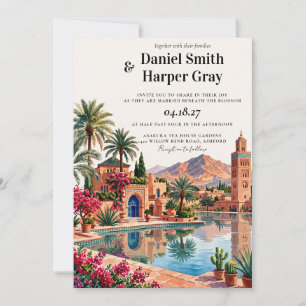 Watercolor Marrakesh Moroccan Destination Wedding Invitation