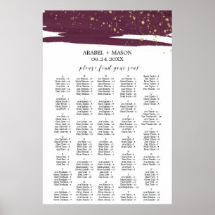 Watercolor Marsala Alphabetical Seating Chart