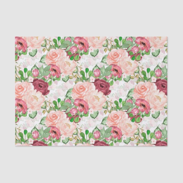 Watercolor marsala floral pattern party tissue tissue paper (Front)