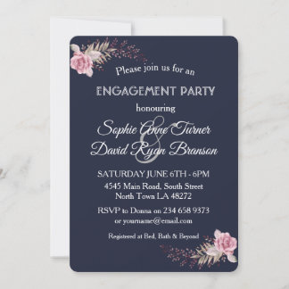 Watercolor Marsala Maroon Floral Engagement Party Invitation