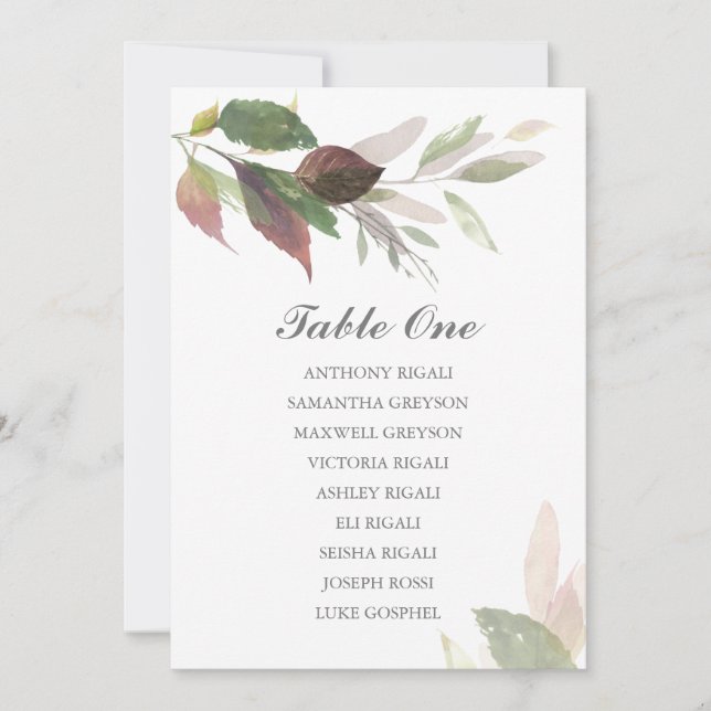 Watercolor Marsala Wedding Seating Chart Invitation (Front)