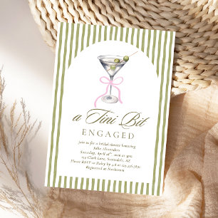 Watercolor Martini Tini Bit Engaged Bridal Shower  Invitation