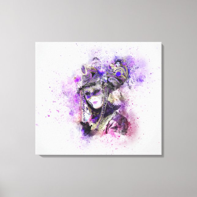 Watercolor masquerade canvas print (Front)
