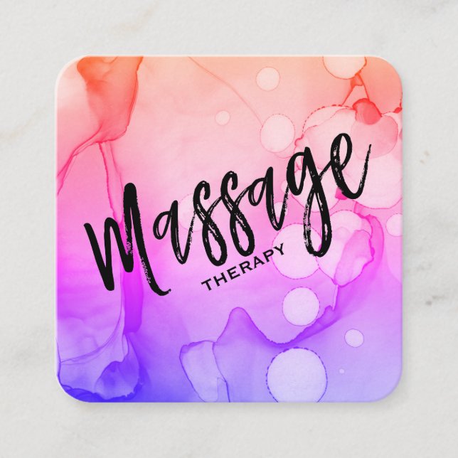 *~* Watercolor Massage Therapy- Massage Therapist Square Business Card (Front)