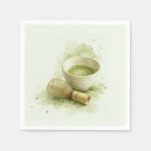 Watercolor Matcha Bowl and Bamboo Whisk Sage Green