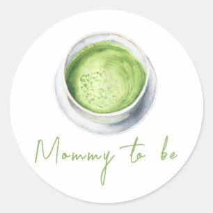 Watercolor Matcha Latte Baby Shower - Mummy to be Classic Round Sticker
