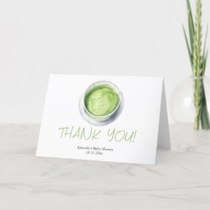 Watercolor Matcha Latte Baby Shower Thank You Card