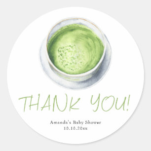 Watercolor Matcha Latte Baby Shower Thank You Classic Round Sticker
