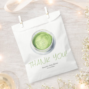 Watercolor Matcha Latte Baby Shower Thank You Favour Bags