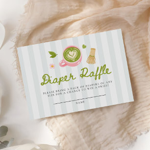 Watercolor Matcha Latte Diaper Raffle Enclosure Card