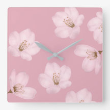 Watercolor Mauve Cherry Blossom Wall Clock
