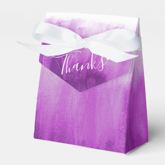 Watercolor mauve purple wash wedding thank yous favour box (Front Side)