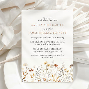 Watercolor Meadow Autumn Fall Wildflower Wedding Invitation