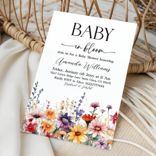 Watercolor Meadow Baby in Bloom Floral Baby Shower Invitation