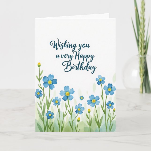 Watercolor Meadow Birthday Card (Front)