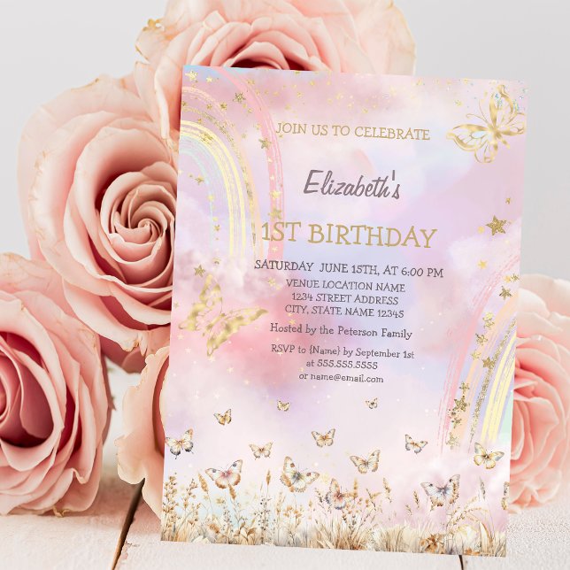 Watercolor Meadow Butterflies Birthday  Invitation (Creator Uploaded)