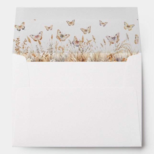Watercolor Meadow Butterflies  Envelope (Back (Bottom))
