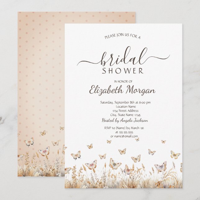 Watercolor Meadow Butterflies  Invitation (Front/Back)