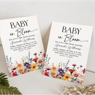 Watercolor Meadow Floral Baby in Bloom Baby Shower Invitation