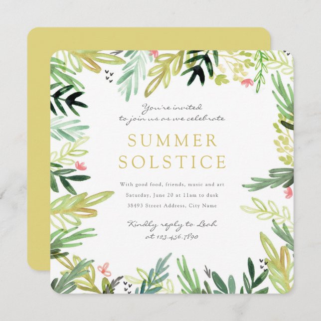 Watercolor Meadow Summer Solstice Invite (Front/Back)