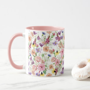 Watercolor Meadow Wild Floral Pattern Mug