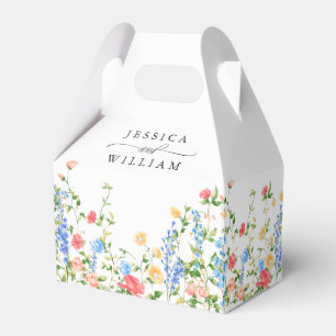 Watercolor Meadow Wildflower Bohemian Wedding Favour Box