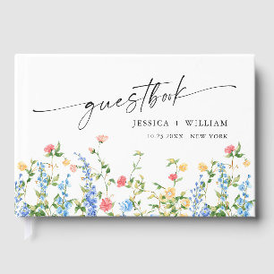 Watercolor Meadow Wildflower Bohemian Wedding Guest Book