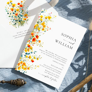 Watercolor Meadow Wildflower Bohemian Wedding Invitation