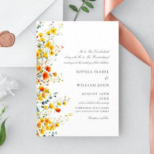 Watercolor Meadow Wildflower Bohemian Wedding Invitation