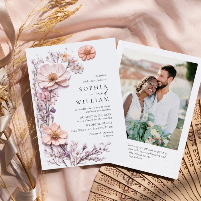 Watercolor Meadow Wildflower Bohemian Wedding Invitation (Creator Uploaded)