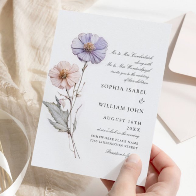 Watercolor Meadow Wildflower Bohemian Wedding Invitation (Creator Uploaded)