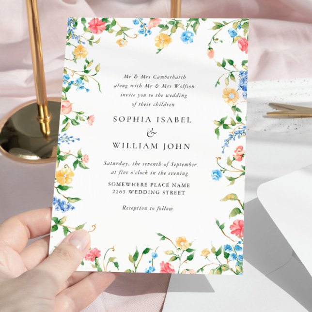 Watercolor Meadow Wildflower Bohemian Wedding Invitation (Creator Uploaded)
