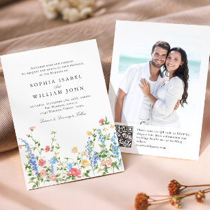 Watercolor Meadow Wildflower Bohemian Wedding Invitation