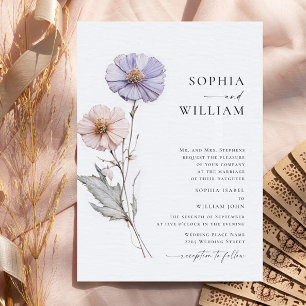 Watercolor Meadow Wildflower Bohemian Wedding Invitation