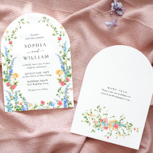 Watercolor Meadow Wildflower Bohemian Wedding Invitation