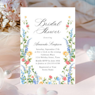 Watercolor Meadow Wildflower Boho Bridal Shower Invitation