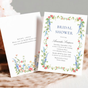 Watercolor Meadow Wildflower Boho Bridal Shower Invitation