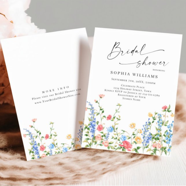 Watercolor Meadow Wildflower Boho Bridal Shower Invitation (Creator Uploaded)
