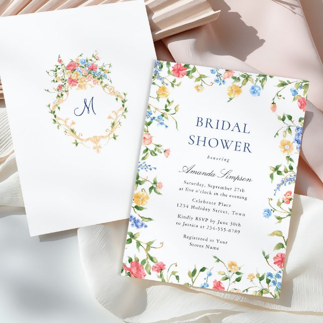 Watercolor Meadow Wildflower Boho Bridal Shower Invitation (Creator Uploaded)