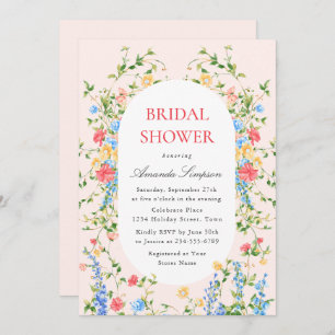 Watercolor Meadow Wildflower Boho Bridal Shower Invitation