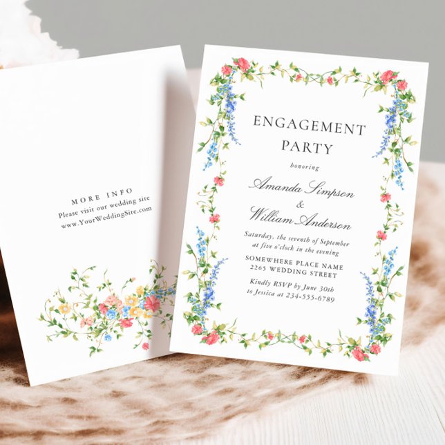 Watercolor Meadow Wildflower Boho ENGAGEMENT PARTY Invitation (Creator Uploaded)