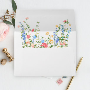 Watercolor Meadow Wildflower Boho Floral Wedding Envelope