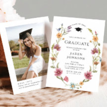 Watercolor Meadow Wildflower Boho Graduation Party