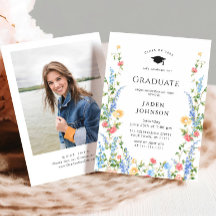 Watercolor Meadow Wildflower Boho Graduation Party