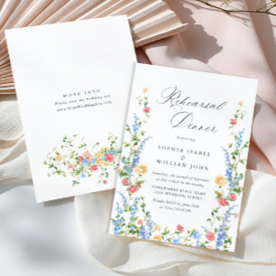 Watercolor Meadow Wildflower Boho Rehearsal Dinner Invitation