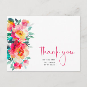 Watercolor Meadow Wildflower Boho Thank You Postcard